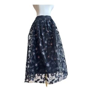 SKC1 Black floral maxi skirt with elastic waistband size medium